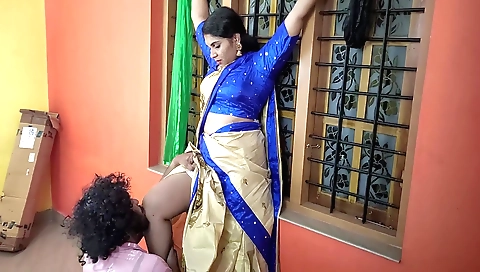 Busty kinky woman gets bondage & fucked on the window