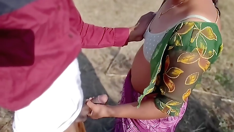 Indian girl rides her boyfriend in a hot outdoor scene