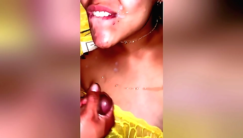 Busty amateur gets fucked and has facial after a hard blowjob