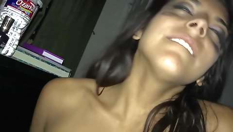 Indian brunette with natural boobs has a deep sex in POV