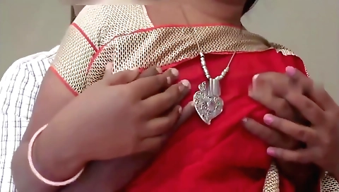 Indian wife has sex in red saree with her ex lover