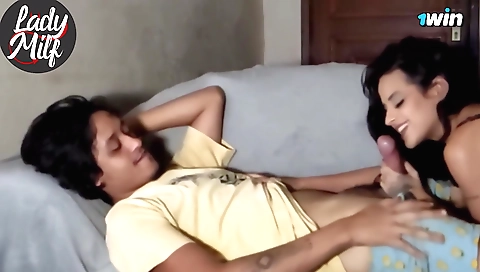 Indian brunette giving you a blowjob and a blowjob