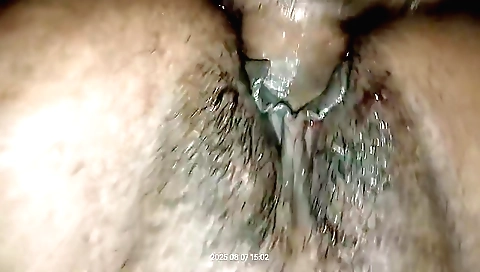 Busty amateur woman has an hairy pussy in her homemade video