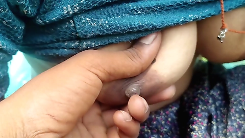 Amateur indian teen plays with her husband's cock outdoors