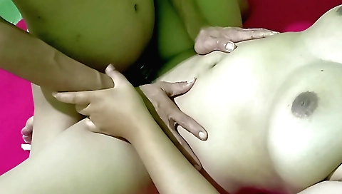 Indian teen with a sexy body sucks a cock and gets it on