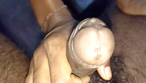 Indian amateur babe in a sexy dress gives a handjob