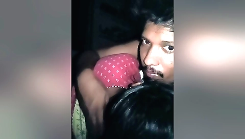 Indian woman licks her husband's face and gets fucked