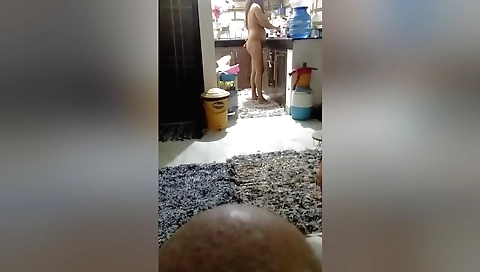 Wife is making her pussy close to husband's fingers