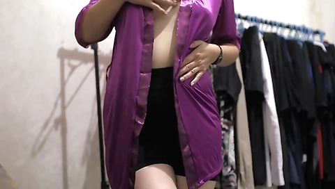 Indian solo beauty wearing lingerie and clothes on