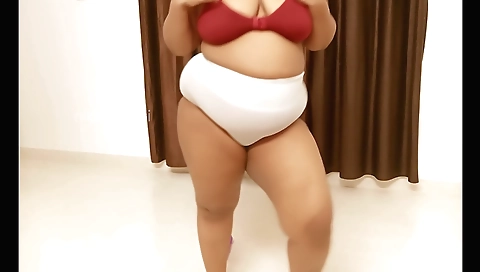 Busty beauty with sexy body sucking on her huge booty