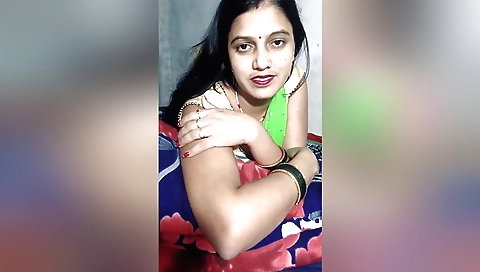 Indian girl in her sexy outfit has sex with a guy in bed
