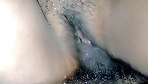 Indian hairy woman sucks my cock in her tight pussy