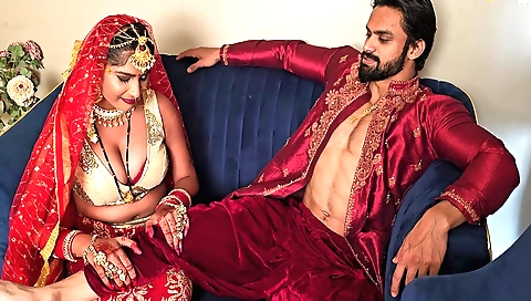 Indian slut with a tattooed face rides cock and gets creampie