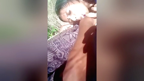 Indian girl in the jungle is showing off her big boobie