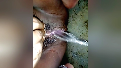 Amateur blonde shows her pissing skills in the bathroom