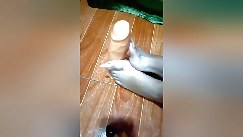 Indian girl with long nails masturbates with her dildo