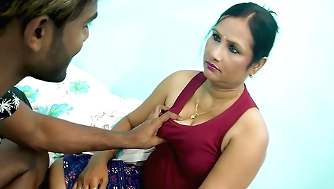 A brunette with a nice face and body is having sex with her teacher