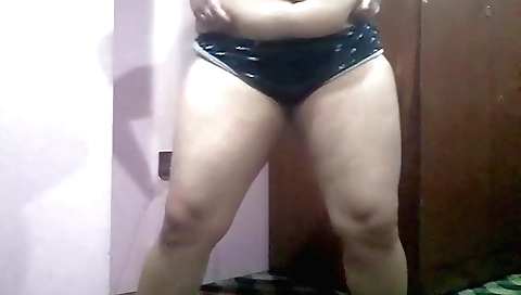 Asian girl masturbates in bedroom in white lingerie