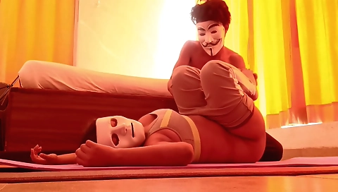 Indian teen in yoga and her pussy taken by a dildo