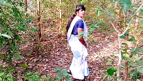 Brunette Indian stepmom and her stepson in the jungle