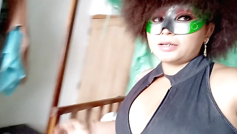 Amateur brunette 18+ with big tits fucks her pussy