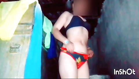 Amateur solo female video with a brunette taking off her panties