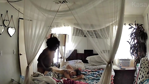 Amateur interracial video with a black guy and a black lady