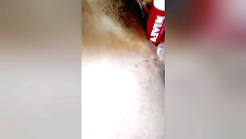 Indian girl with a nice round ass gets a big toy inside her