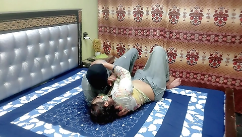 Busty indian house maid fucked by her hubby and wife