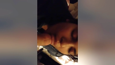 Sexy brunette teen girl 18+ in homemade blowjob video