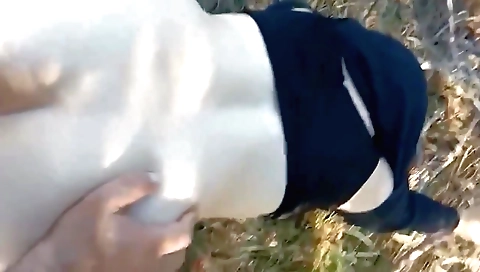 My step-sister is getting fucked outside in the backyard