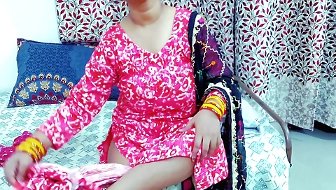 Indian solo female with shaved pussy fucked hard by her stepson