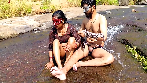 Indian brunette stepbrother and his stepdaughter sex outdoors