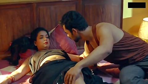 Indian hottie in a sexy dress rides her man's cock