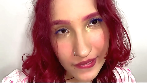 Redhead amateur stepdaughter in costume and cumshot