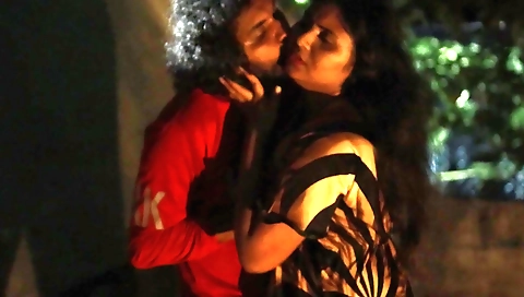 Hot brunette milf gets fucked in bed on the terrace