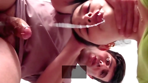 Indian brunette gives a deepthroat facial to her stepbro