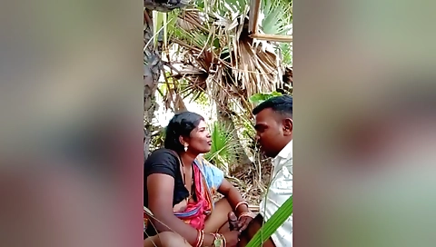 Indian brunette gets her hairy pussy fucked outdoors