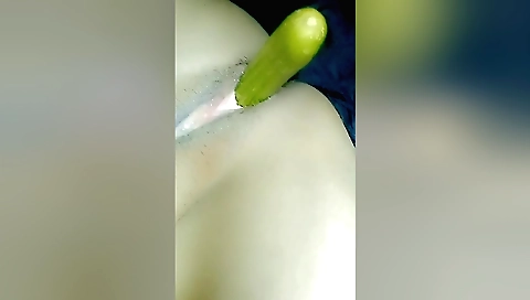 Milf masturbated with a large dildo in her tight pussy