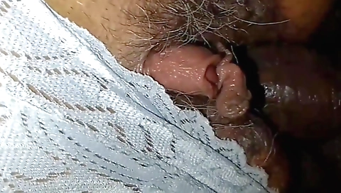 Amature hairy teen fucked and gets wet in a hairy pussy