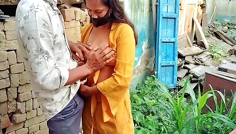 Indian stepsister has sex with her stepbrother outdoors