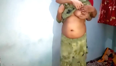 Indian wife is playing with her hairy pussy and her husband